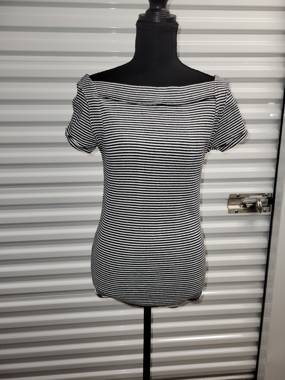 We The Free Shirt Womens M Back White Striped Square Neck Cap Sleeve Free People
